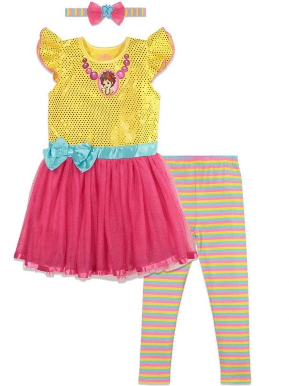 Disney Fancy Nancy Dress, Leggings & Headband Set Size 7/8 NWT